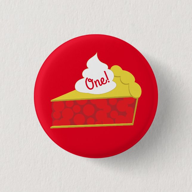 Süsse Pie Cherry 1. Geburtstag Party Thema Button (Vorderseite)