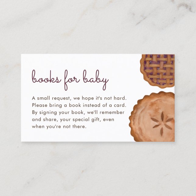 Süsse Pie Diaper Books für Babybettkarte Visitenkarte (Vorderseite)