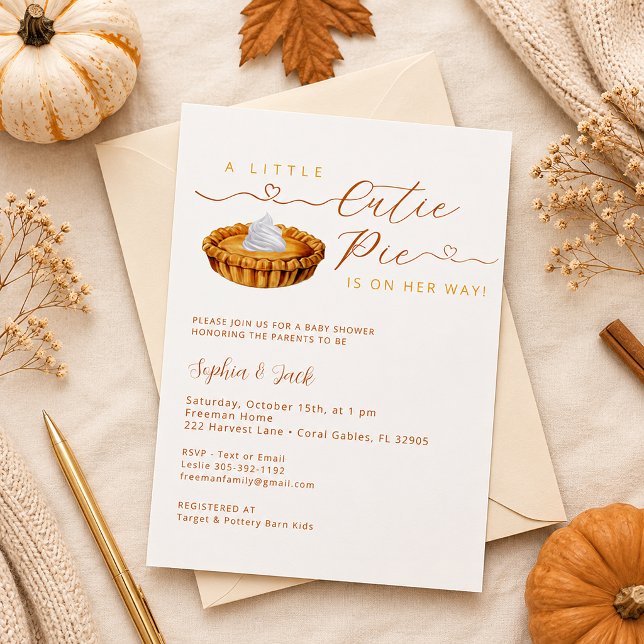 Süsse Pie Erntedank Kinderdusche Einladung (Autumn baby shower invitation)