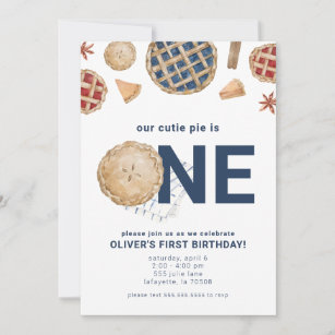 Süsse Pie erste Geburtstagsparty Einladung