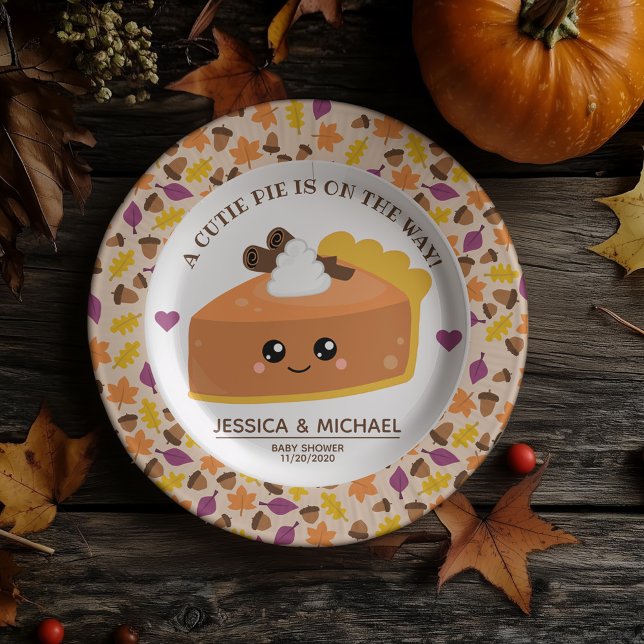 Süsse Pie Fall Baby Dusche Pappteller ( You’ll definitely want a piece of this cutie pie baby shower paper plate. )