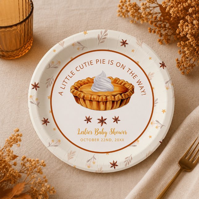 Süsse Pie Fall Baby Duschpapier Teller (paper plate)