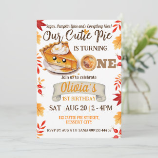 Süsse Pie Herbst 1. Geburtstag Girl Boy Erster Her Einladung