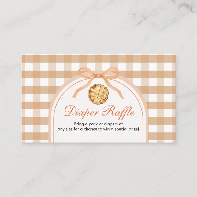 Süsse Pie ist auf dem Weg Babydusche Windeln Raffl Begleitkarte (Vorderseite)