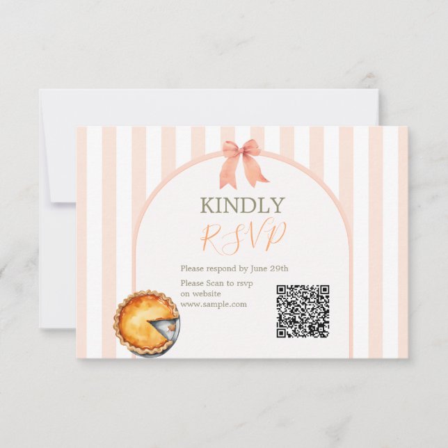 Süsse Pie Orange Gingham Birthday UAwg QR Card Dankeskarte (Vorderseite)