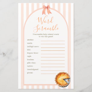 Süsse Pie Orange Gingham Shower Word Scramble Game