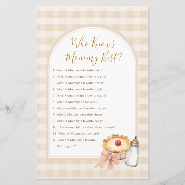 Süsse Pie Pastel Gingham, der Mommy Best Game kenn (Vorderseite)