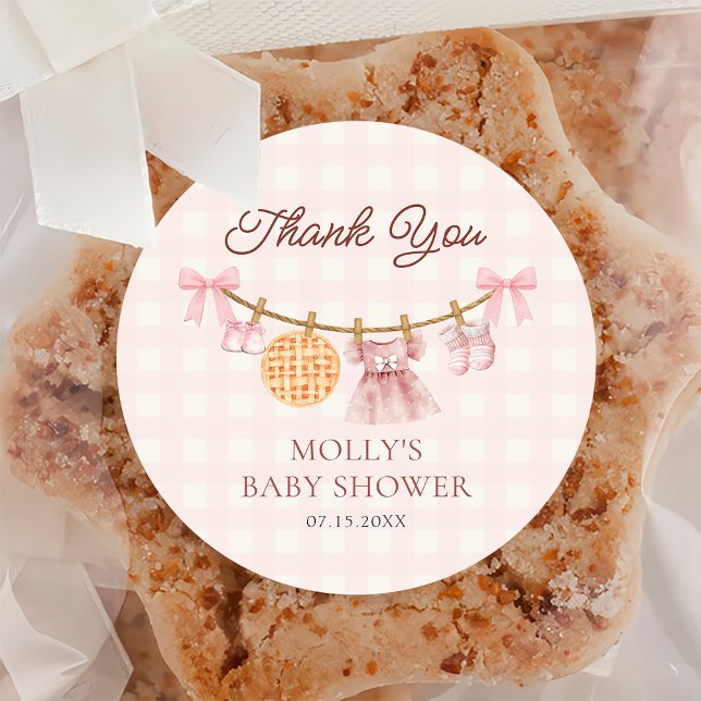 Süsse Pie Pink Fall Girl Babyaufkleber Runder Aufkleber (Von Creator hochgeladen)