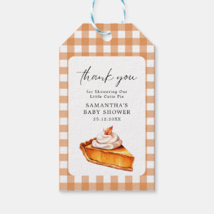 Süsse Pie Pumpkin Fall Baby Dusche Gingham Geschenkanhänger