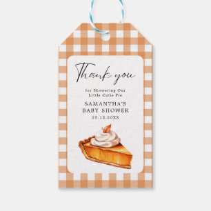 Süsse Pie Pumpkin Fall Baby Dusche Gingham Geschenkanhänger