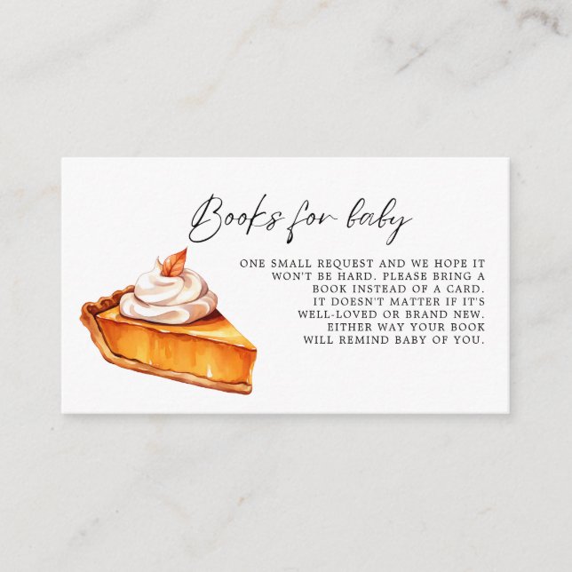 Süsse Pie Pumpkin Fall Babydusche Bücher für Baby Begleitkarte (Vorderseite)