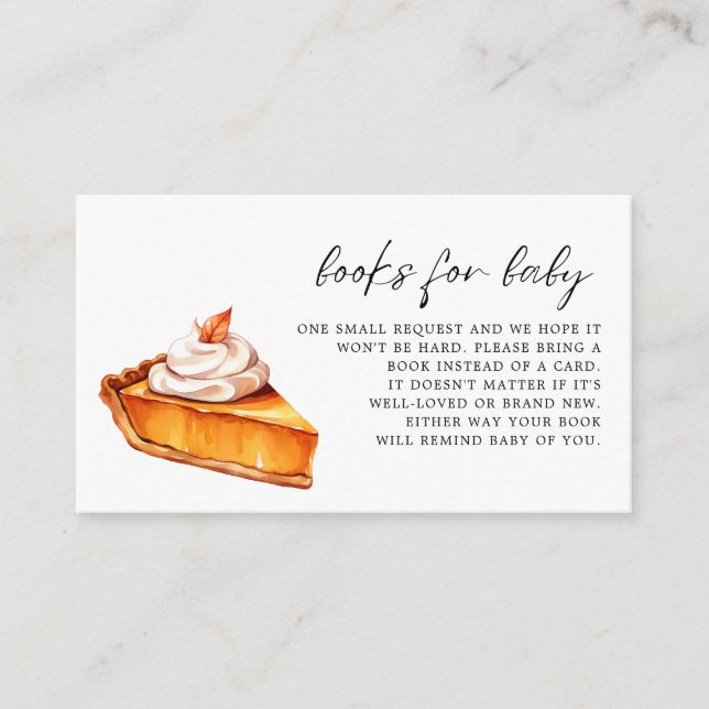 Süsse Pie Pumpkin Fall Babydusche Bücher für Baby Begleitkarte (Vorderseite)