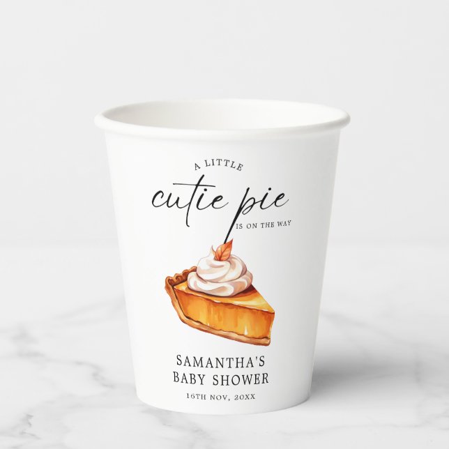 Süsse Pie Pumpkin Fall Babydusche Pappbecher (Vorderseite)