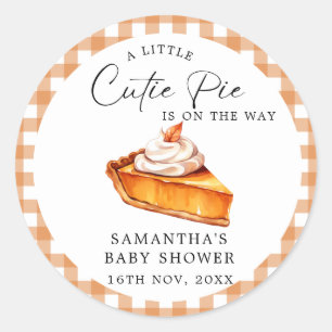 Süsse Pie Pumpkin Fall Gingham Baby Dusche Runder Aufkleber