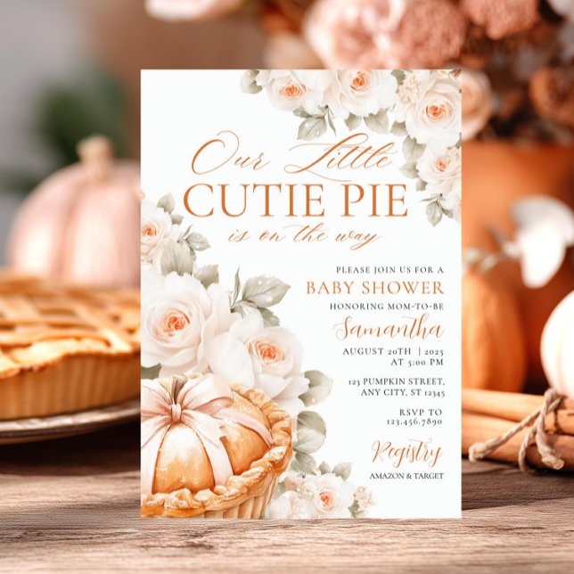 Süsse Pie Pumpkin Floral Bow Einladung (Von Creator hochgeladen)
