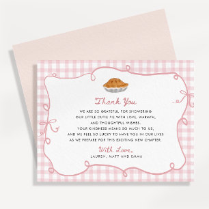 Süße-Pie-Rosa-Gingham-Baby-Shower-Dankeskarten Einladung