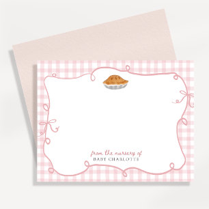 Süße-Pie-Rosa-Gingham-Nursery-Notizkarte Einladung