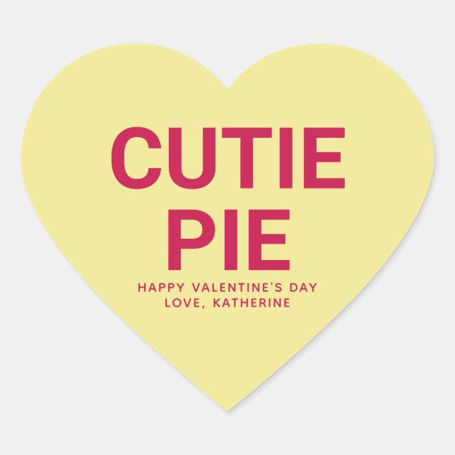 Süsse Pie Spaß niedlich Valentinstag Konversation Herz-Aufkleber (Vorderseite)