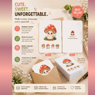 Süße Pilz-Katz-Einladungskarte – Kawaii Cottage Einladung