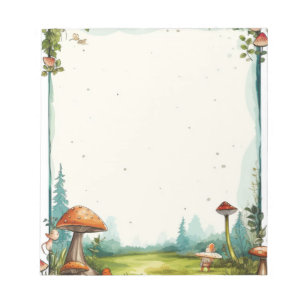 Süße Pilz-Wald-Muster ohne Linien Notizblock