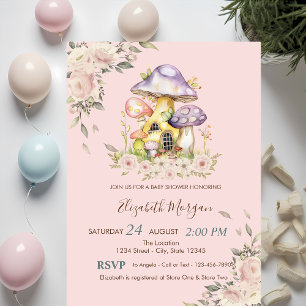 Süße Pilze Florale Babyparty Einladung