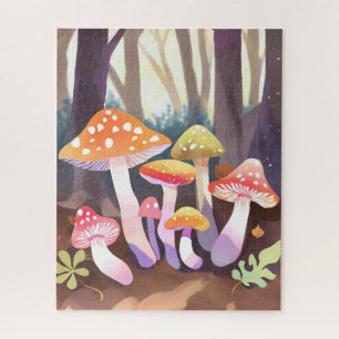 Süße Pilze   Wasserfarbenwald Puzzle