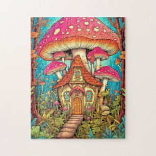 Süße Pilzhaus-Illustration Puzzle