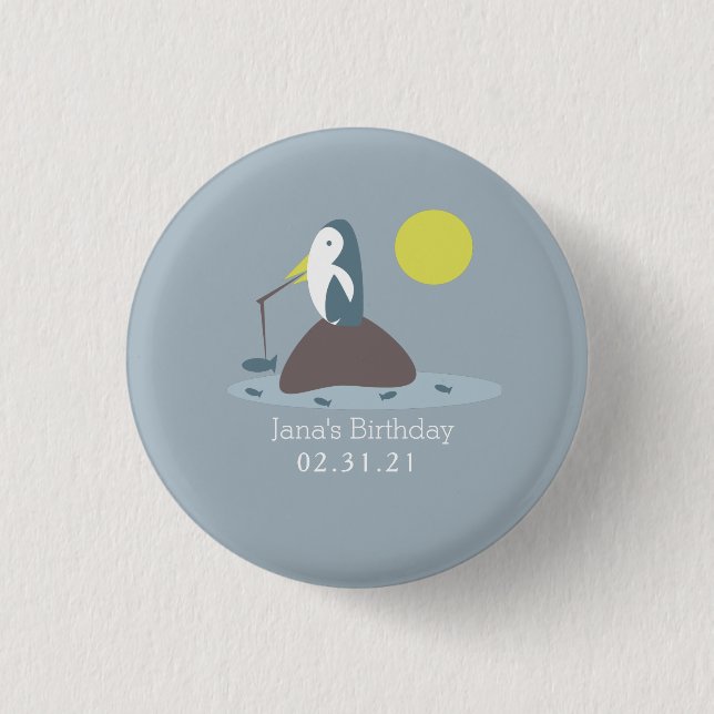Süße Pinguin-Angel-Geburtstagsfeier Button (Vorderseite)