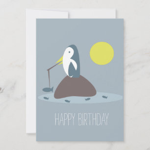 Süße Pinguin-Angeln-Geburtstagsfeier Karte