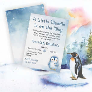 Süße Pinguin-Baby-Party Einladung