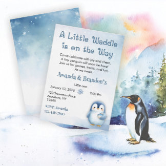 Süße Pinguin-Baby-Party Einladung