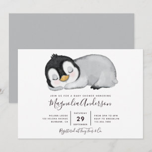 Süße Pinguin-Baby-Party Einladung