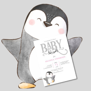 SÜSSE PINGUIN GESCHLECHTNEUTRALE BABY-SHOWER-EINLA EINLADUNG