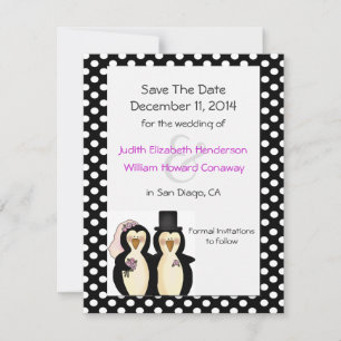 Süße Pinguin-Hochzeit - Rettet die Datumsankündigu Save The Date