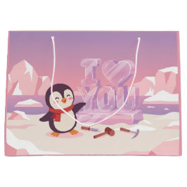 Süße Pinguin-Ich-liebe-dich-Valentinstag-Geschenkt Große Geschenktüte