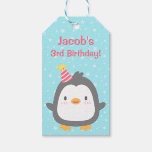 Süße Pinguin-Kinder-Geburtstags-Geschenk-Tags Geschenkanhänger