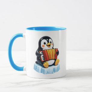 Süße Pinguin-Musik-Figur in Blau Tasse