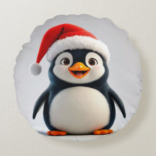 🎄 Süße Pinguin-Weihnachts-Cozy-Dekoration Geschen Rundes Kissen