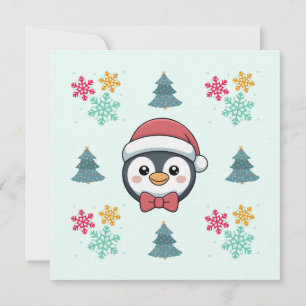 Süße Pinguin-Weihnachtskarte – Winterfreude in Bla Feiertagskarte