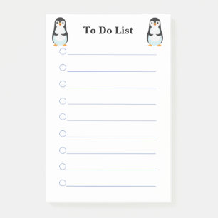 Süße Pinguine auf weißer linierter To-Do-Liste Post-it Klebezettel