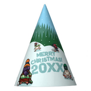 Süße Pinguine fügen das Jahr Frohe Weihnachten hin Partyhütchen