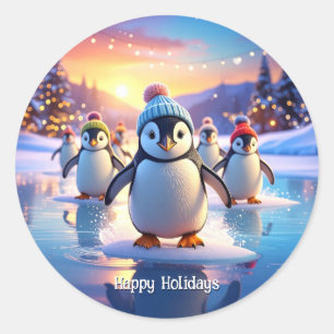 Süße Pinguine in Wintermützen Aufkleber