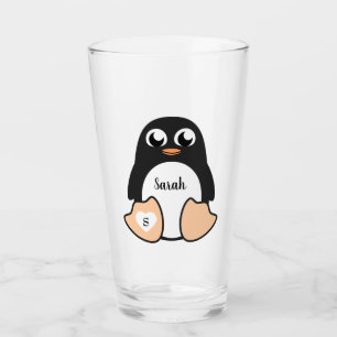 Süße Pinguine mit Ihrem Namen Glas