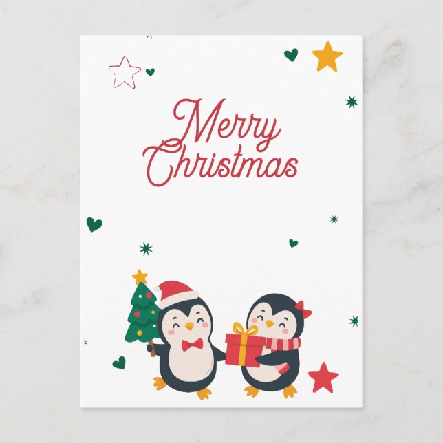 Süße Pinguine Weihnachtskarte Feiertagspostkarte (Vorderseite)