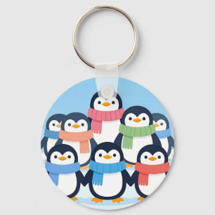 Süße Pinguine Winter-Schals Gruppenkuscheln Schlüsselanhänger