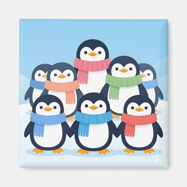 Süße Pinguine Winter-Schals Gruppenumarmung Magnet (Vorne)