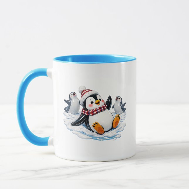 Süße Pinguine Winterillustration Tasse (Links)