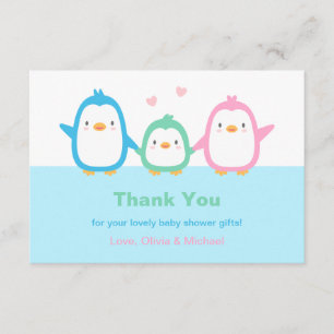 Süße Pinguinfamilie Baby Shower Dankeskarten Einladung