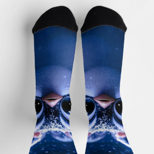 Süße Pinguinfamilie schneereiche Winternacht Socken