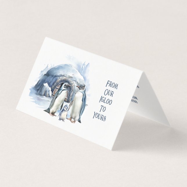 Süße Pinguinfamilie Warme Herzen Weihnachtskarte (Vorderseite)